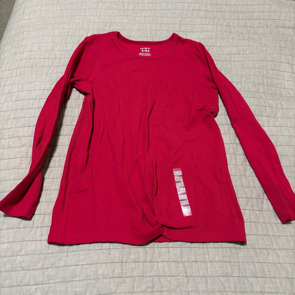 NWT Carters Pink Long Sleeve Shirt w/ Knot Detail
